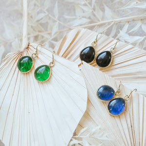 Kushuka Earrings - recycled glass pendant in various colours