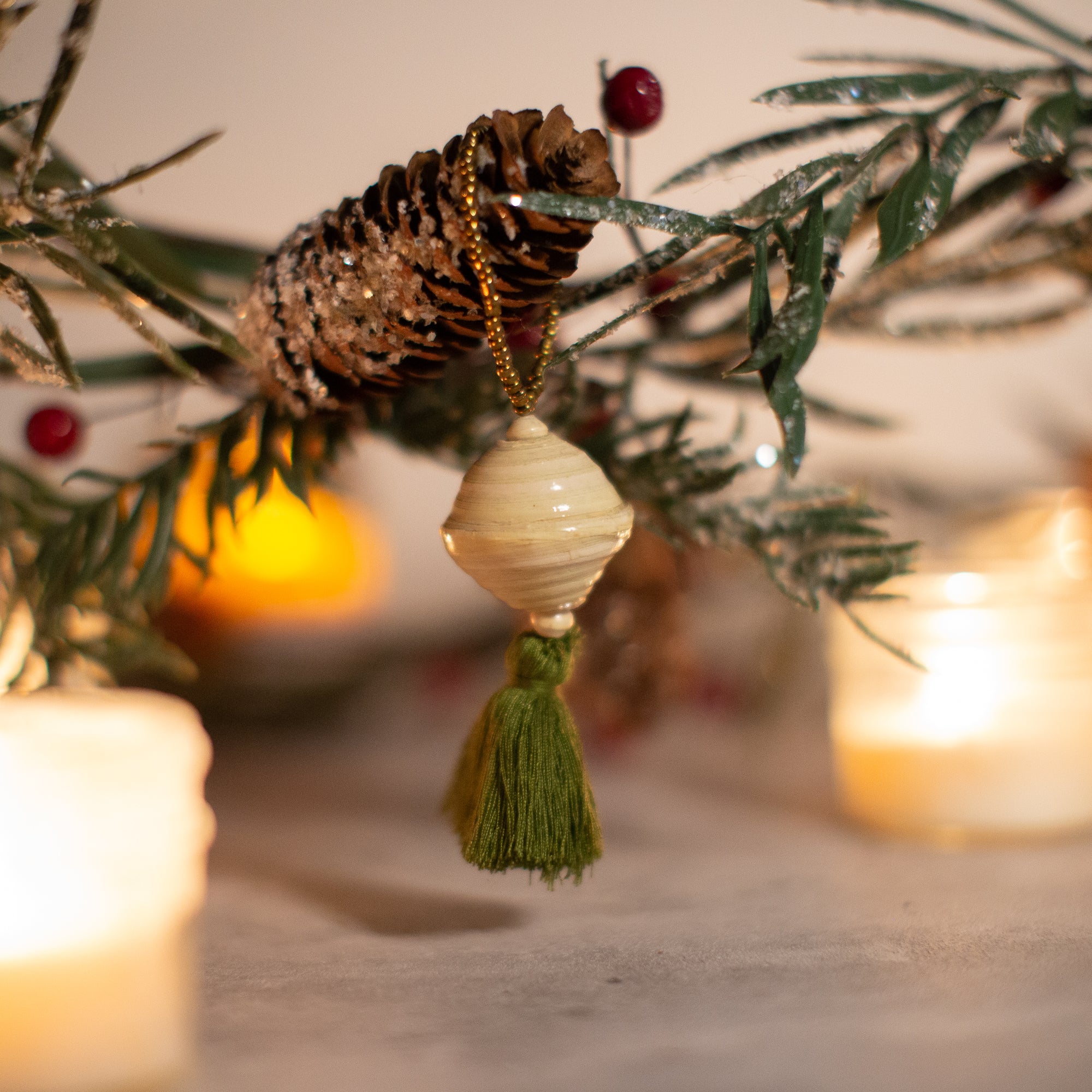 Green Tassel Christmas Ornaments