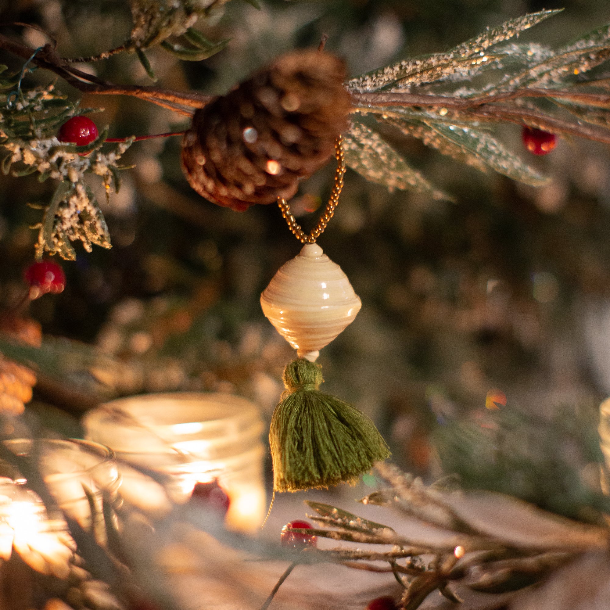 Green Tassel Christmas Ornaments