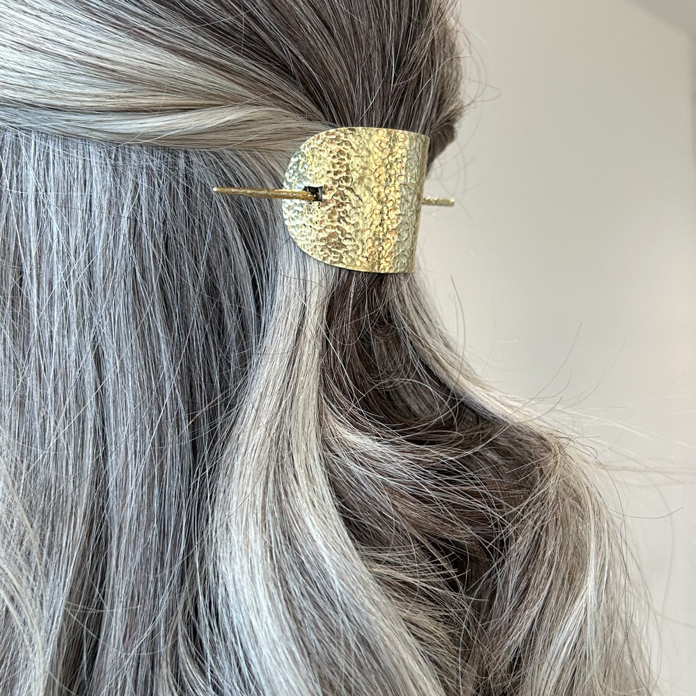 Pini Hammered Brass Hair Pin