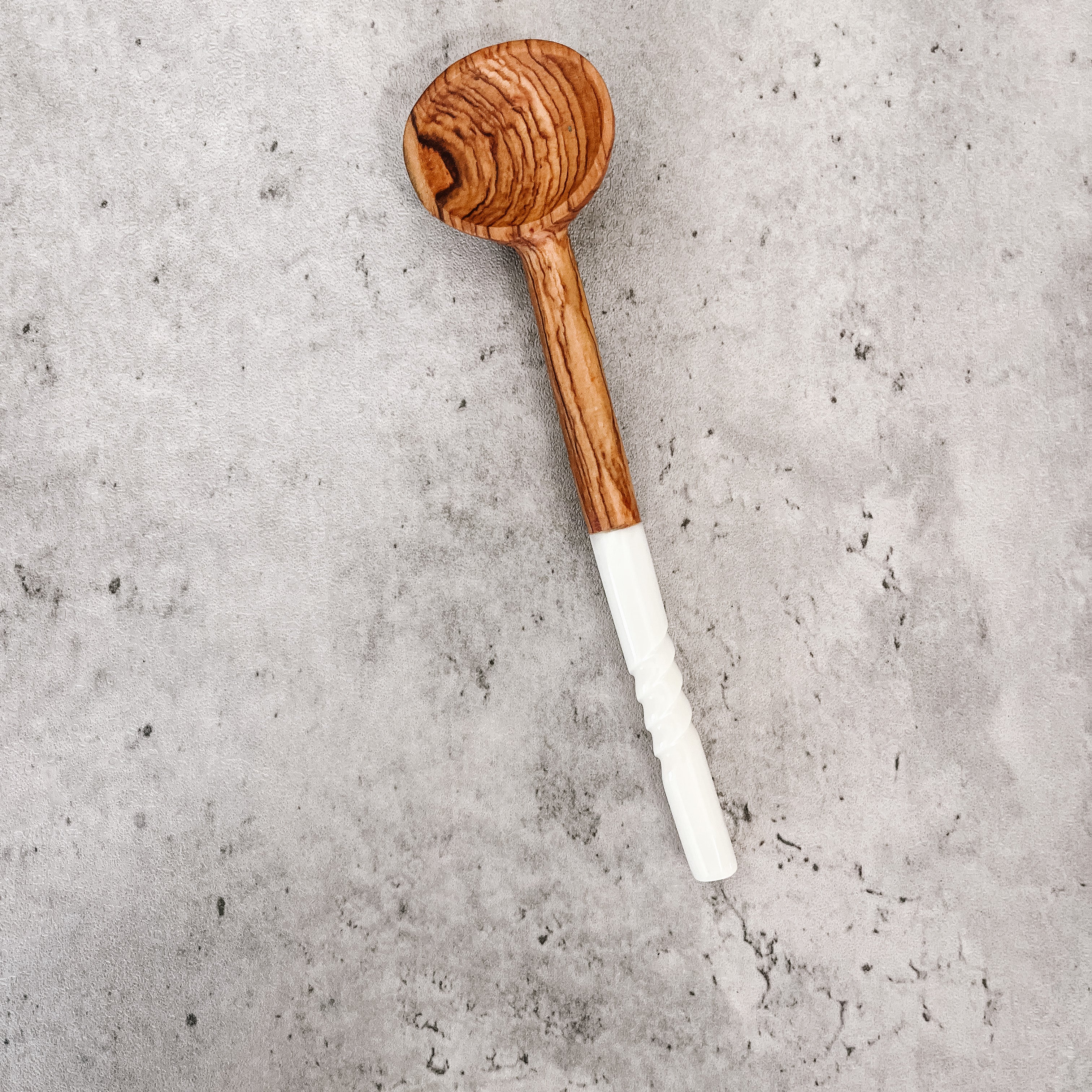 JustOne's small handcrafted, wooden, coffee spoon with handle made of ethically sourced bone, made in Kenya